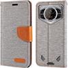 Shantime Custodia Portafoglio Flip in Tessuto Oxford Compatibile con Doogee S200, Cover Protettiva Magnetica con Slot Carte e Supporto(Grigio)