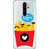 Mixroom - Cover Custodia Case In TPU Silicone Morbida Sfondo Trasparente Per Xiaomi Redmi Note 8 PRO Fantasia Patatine Con I Baffi T404
