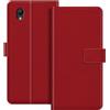 ESACMOT Custodia Portafoglio in Pelle Compatibile con Alcatel 1 5033D Flip Cover con Porta Carte e Supporto, Chiusura Magnetica, Custodia Folio Antiurto (Rosso)