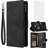 Asuwish Custodia per Huawei Mate 10 Pro, con pellicola protettiva per carte di credito in vetro temperato, pieghevole, in pelle, supporto Hawaii Mate10 10Pro BLA-L29, colore nero