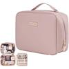 XFSRG Beauty Case Portatile Impermeabile Grande Volume da Donna con Manico Ergonomico Trousse da Viaggio in PU Organizer Cosmetico e Pochette Trucchi da Donna (Rosa)