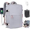 SZLX Zaino Ryanair 40x30x20 Sottovuoto Zaino da Viaggio 40x30x20 Wizzair Bagaglio a Mano Borse da Cabina Donna con USB Adatto a PC da 14,Viola chiaro,Ryanair/Wizz 40x30x20cm-Zaino Sottovuoto Con Pompa
