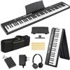 STRICH Tastiera elettrica pieghevole a 88 tasti digitale con tasti sensibili semi-ponderati, set di pianoforte elettrico portatile per principianti, pacchetto con pedale Sustain, cuffie, poggiapolsi