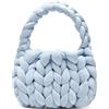 Namzi Borsa blu intrecciata, 1 pezzo, in velluto spesso, stile soffice e accogliente, per passeggiate invernali e caffetterie