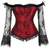 WLFFW Bustino Corsetto Gotico Corpetto in Pizzo Donna Maniche Lunghe (EU(44-46) 4XL, Bianco)