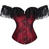 WLFFW Corsetto Gotici Bustino Corpetti Donna Eleganti Pizzo(EU(30-32) XS, Nero)