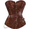 WLFFW Corpetto Pelle Donna Gotico Bustino Corpetto Catene (EU(34-36) M, Marrone)