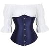 WLFFW Corsetto Donna Corpetto Sottoseno Eleganti Satin con Camicia Medievale (EU(32-34) S, Navy Blu)