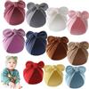 SMTCM 4 cappelli a turbante in cotone, con fiocco, elasticizzati, con nodo, per bambini, da 0 a 2 anni, mix, M(17*16CM)