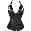 WLFFW Corpetto Pelle Bustino Corsetto Donna Elegante Catene Cerniera (EU(44-46) 4XL, Nero)