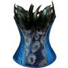 WLFFW Bustino Corsetto Gotico Corpetto Medievale Donna Piuma di Pavone (EU(34-36) M,Blu)