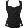 WLFFW Corpetto Donna Eleganti Corsetto con Bretelle Burlesque(EU(38-40) XL, Nero)