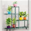 Garvee Porta Piante da Interno ed Esterno, Scaffale per Piante in Ferro per Vasi, Supporto Fiori con Ruote, Espositore Piante Salvaspazio per Soggiorno, Balcone e Giardino (4 Livelli (Verde))