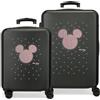 Disney Joumma Mickey Studs Set di valigie Nero 55/65 cm Rigida ABS Chiusura a combinazione laterale 91L 6 kg 4 ruote doppie bagaglio mano, Nero, Set di valigie