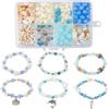 SUNNYCLUE 1 scatola 6 pezzi Kit per Creazione di Braccialetti Oceanici Perline di Conchiglia Perline di Stelle Marine Ciondoli di Animali Marini Estivi Perline di Turchese Fortunato Perline di Chip di