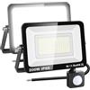 RIGIDON 2x 200W 20000lm faretto con pir sensore di movimento proiettori led | senza spina, 6000K bianco freddo, fari di Sicurezza, luci esterno per giardino garage patio terrazza cortile, impermeabile