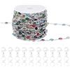 Beebeecraft Kit per La Creazione di Gioielli con Catena Include 16.4 Catena di Cristallo Colorato in Vetro da 5m 304 Fermagli in Acciaio Inossidabile 10 Fermagli A Moschettone e 30 Anelli di