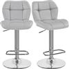 Yaheetech Set 2 Sgabelli Bar Alti Cucina in Similpelle Moderno Grigio Chiaro