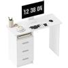 HOMCOM Scrivania Salvaspazio Moderna con 3 Cassetti e Ripiano Aperto, Scrivania con Cassetti in Legno, per Ufficio, Studio e Camera da Letto, 100x40x75 cm, Bianco