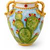 CERAMICHE CALTAGIRONE Giara in Ceramica di Caltagirone con Manici Decoro Fichi d'India H.60 cm