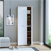 LBSIGN Armadio Scarpiera Multiuso 2 Ante 6 Ripiani 70x35x180h Nube Bianco E Rovere
