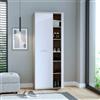 LBSIGN Armadio Scarpiera Multiuso 2 Ante 6 Ripiani 70x35x180h Nube Bianco e Rovere Cenere