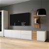 LBSIGN Mobile TV Da Terra 240x40x50h 3 Ante 2 Cassetti Lewis Rovere E Grigio Chiaro