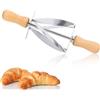 Gsycle Taglia-Croissant, Mattarello Per Croissant, Rullo Per Tagliare Croissant Acciaio Inossidabile Con Manico In Legno Fette Per Rullo Per Croissant Tagliapasta Per Torta Rotella Per Pasta Con Manico