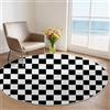 Generico Bianco E Nero 60 cm (Rond) Tappeto Rotondo Moderno, Scacchiera Classica Plaid Design Elegante Lavabile - Tappeto di Arredamento Antiscivolo per Soggiorno Arredamento Per La Casa Versatile