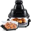 LIFEZEAL Friggitrice ad Aria 4L, 1500 W, 6 programmi, Friggitrice Aria con 2 Contenitori Vetro Rimovibili, Timer, Accessori Lavabili in Lavastoviglie, Portatile per Cucina Casa, Camping (Nero)