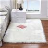 YIWOYI - Tappeto peloso artificiale in pelle di pecora per soggiorno, camera da letto, tappeto in pelliccia tinta unita, per camera da letto, lavabile, 40 x 60 cm, colore: bianco