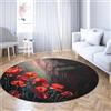 TOANGWALL Tappeto gotico 100cm Fiore di papavero Fantasia Foresta Scura tappeti antiscivolo lavabili a pelo basso tappeti circolari per camera da letto soggiorno e salotto