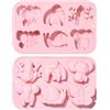 Ipotkitt 2 stampi in silicone rosa a forma di cartone animato Stampi in silicone a forma di farfalla, elefante, rana Stampi in silicone per biscotti a forma di animale Stampi in silicone per