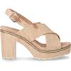 REFRESH Sandalo In Rafia Con Tacco Taupe - Donna - Taupe