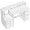 HOMCOM Scrivania con 2 cassetti, scaffali aperti e mensola per stampante, 137x55x92 cm, Bianco | Aosom Italy