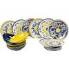 Villa D'Este Sicilia Servizio Piatti In Porcellana e Stoneware - Set 18 Pz