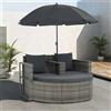 Vidaxl Divano da Giardino 2 Posti Cuscini Ombrellone Grigio Rattan PE