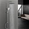 Görbach Colonna Doccia senza Miscelatore, Set Doccia in Acciaio Inox con soffione a pioggia 20x20 cm e e Doccetta a Mano, Asta Saliscendi Doccia Regolabile Cromato