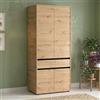 Dmora Guardaroba Grande Hakesu 93x211h cm Marrone Rovere Nodi 3 Ripiani Appendiabiti, Armadio Camera da Letto Apertura Battente
