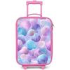 NoBoringSuitcases.com® Valigia Rosa Per Bambini Compatto 48x31x19 cm Bagaglio Ultraleggero Trolley A Mano Rigidi LED Ruote Valigie Neonato - Ragazze - Conchiglie - Colorate - Viola