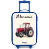 NoBoringSuitcases.com® Valigia Blu Per Bambini Personalizzato Con Un Nome 48x31x19 cm Bagaglio Ultraleggero Trolley A Mano Rigidi LED Ruote Valigie Bimbi - Ragazzo - Trattore - Firmato - Rosso