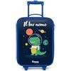 NoBoringSuitcases.com NoBoringSuitcases© Valigia Blu Per Bambini Personalizzato Con Un Nome | 48x31x19 cm - Bagaglio Ultraleggero Trolley A Mano Rigidi LED Ruote Valigie Neonato - Ragazzo - Spazio - Dino - Pianeti