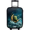 NoBoringSuitcases.com® Valigia Per Bambini Compatto 48x31x19 cm Bagaglio Ultraleggero Bagagli Rigidi LED Ruote Valigie Neonato Bimbi - Ragazzo - Verde - Mostro - Mezzaluna