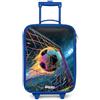 NoBoringSuitcases.com® Valigia Blu Per Bambini Compatto 48x31x19 cm Bagaglio Ultraleggero Trolley A Mano Rigidi LED Ruote Valigie Neonato - Ragazzo - Neon - Rete - Calcio - Colorato