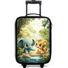 NoBoringSuitcases.com® Valigia Per Bambini Compatto 48x31x19 cm Bagaglio Ultraleggero Trolley A Mano Rigidi LED Ruote Valigie Bimbi - Ragazze - Elefante - Foresta - Giungla