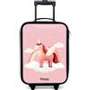 NoBoringSuitcases.com® Valigia Per Bambini Compatto 48x31x19 cm Bagaglio Ultraleggero Trolley A Mano Rigidi LED Ruote Valigie Bimbi - Ragazze - Unicorno - Ali - Rosa - Arcobaleno