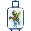 NoBoringSuitcases.com® Valigia Blu Per Bambini Compatto 48x31x19 cm Bagaglio Ultraleggero Trolley A Mano Rigidi LED Ruote Valigie Bimbi - Ragazze - Tartaruga - Acqua - Verde