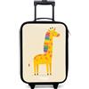 NoBoringSuitcases.com® Valigia Per Bambini Compatto 48x31x19 cm Bagaglio Ultraleggero Trolley A Mano Rigidi LED Ruote Valigie Neonato - Ragazze - Giraffa - Beige