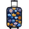 NoBoringSuitcases.com® Valigia Per Bambini Compatto 48x31x19 cm Bagaglio Ultraleggero Bagagli Rigidi LED Ruote Valigie Neonato Bimbi - Ragazze - Fiori - Blu scuro