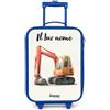 NoBoringSuitcases.com® Valigia Blu Per Bambini Personalizzato Con Un Nome 48x31x19 cm Bagaglio Ultraleggero Trolley A Mano Rigidi LED Ruote Valigie Neonato - Ragazzo - Escavatore - Firmato - Arancione
